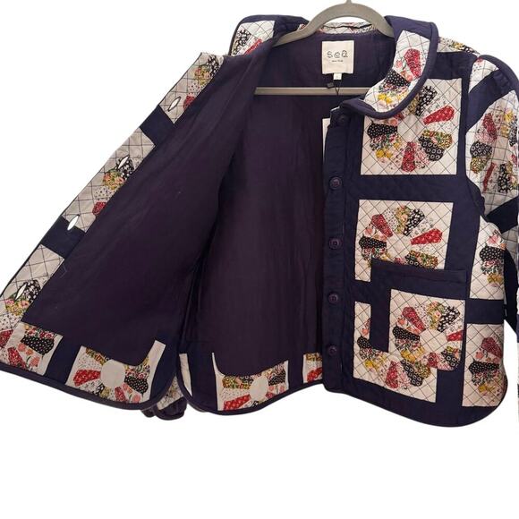 NWT Sea New York Pippin Quilted Floral Patchwork Cropped Jacket Size Large - Picture 11 of 14